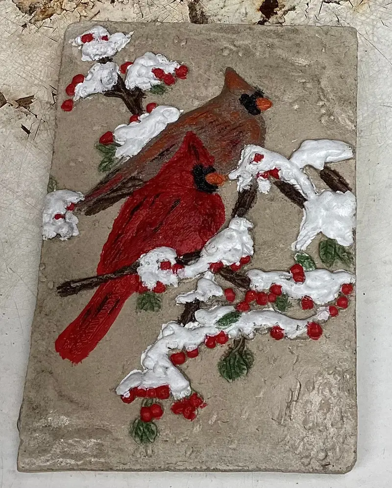 3.5” By 5.5” Cardinal Pair In A Snowy Forrest Tile 1