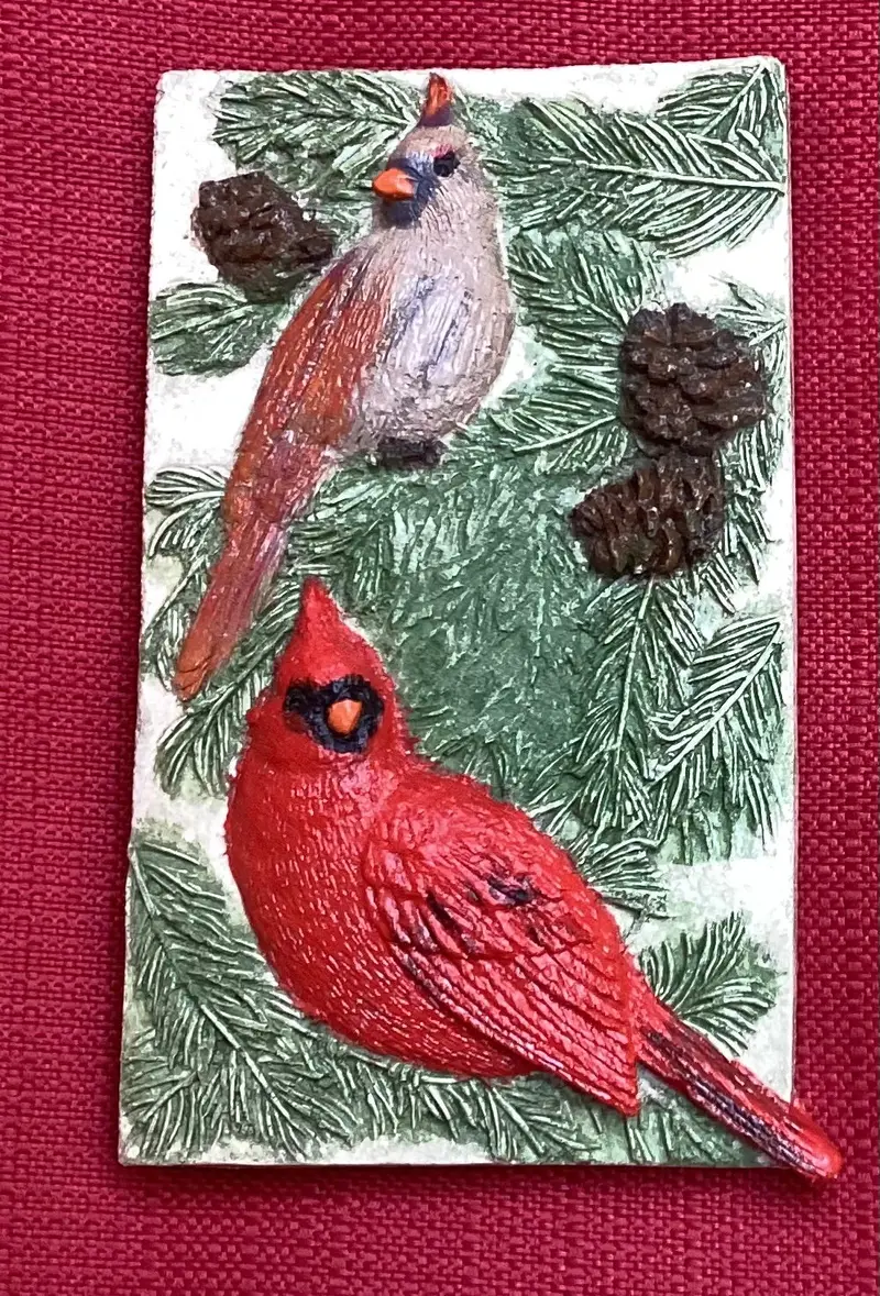 3” By 5” Cardinals In Fall Tile 1