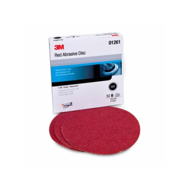 3M 01261 80Grit 6" Hookit Red Sandpaper Discs 50/Pack 1