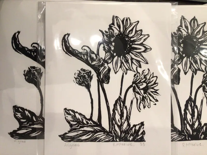 Aligned Lino Print (8X10) By Rebecca Mckelvie 1