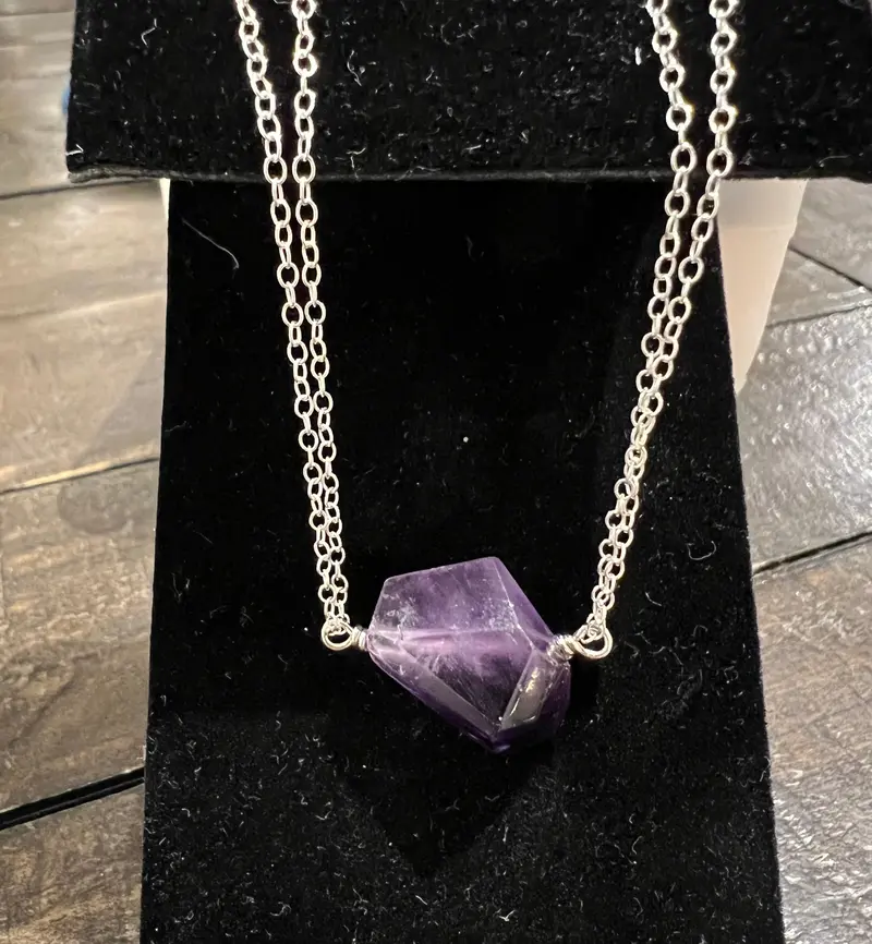 Amethyst Nugget On Double Chain 1