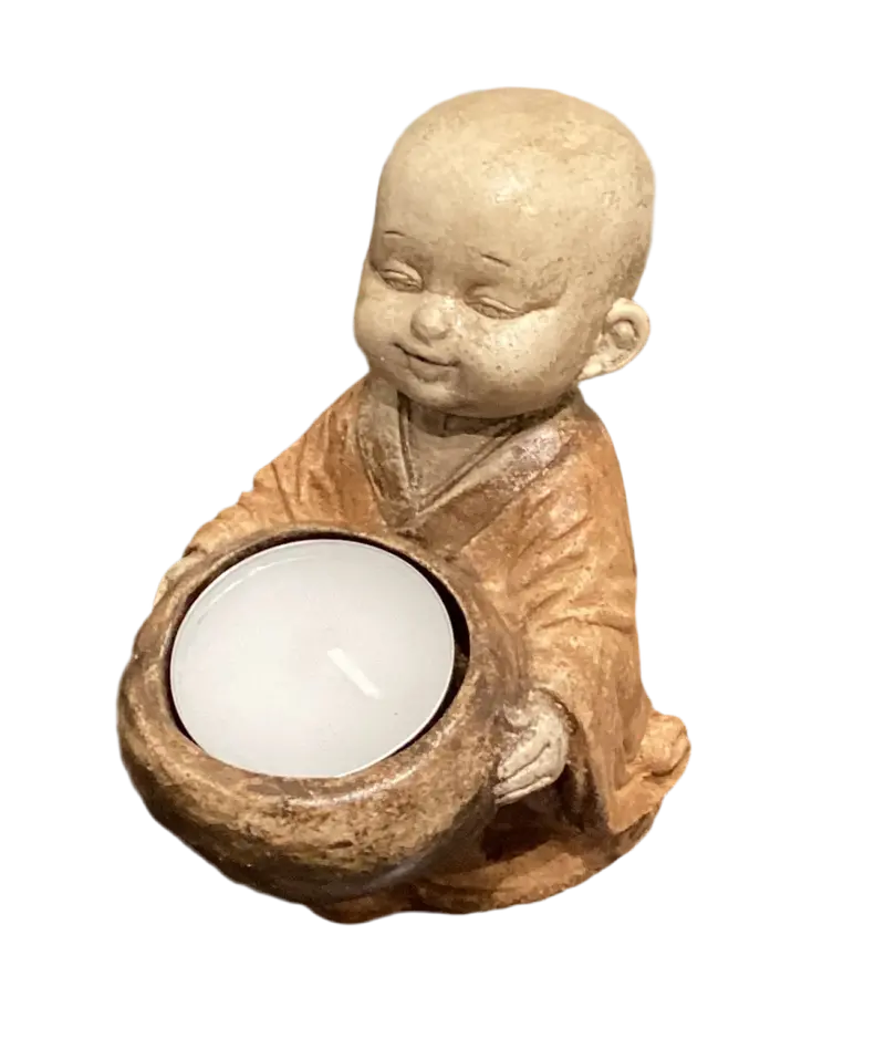 Baby Monk With Bowl Tea Light Candle Holder 1