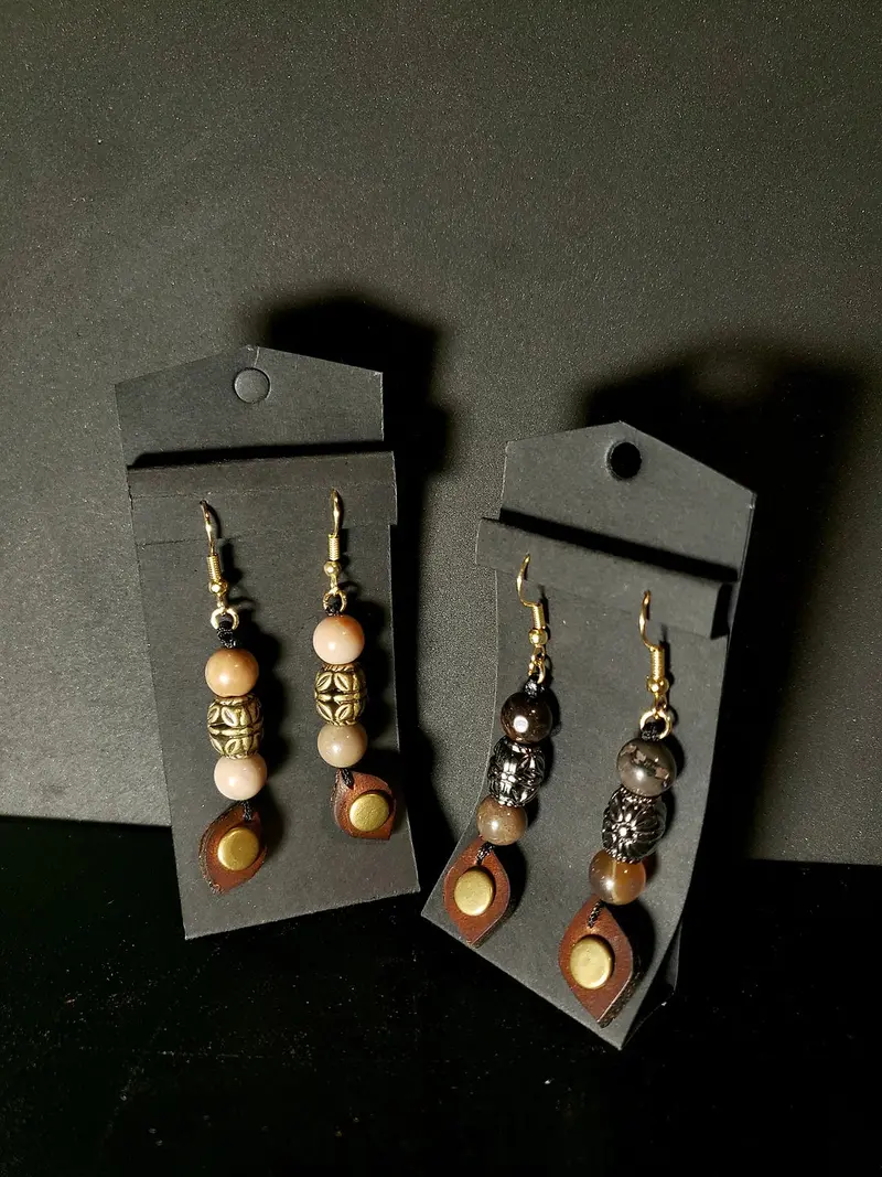 Beaded Leather Earrings By David Yi 1