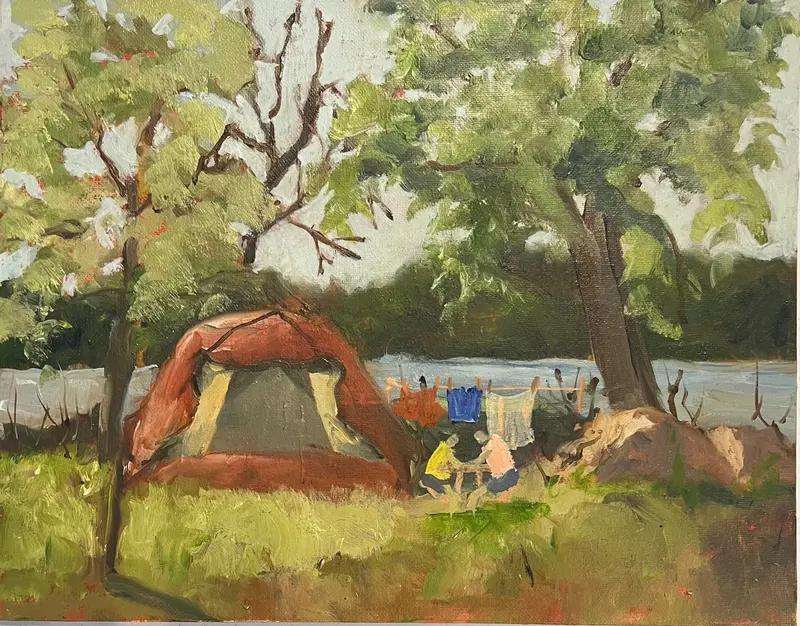 Camping At Rideau Acres - Original By Hazel Mckegney 1
