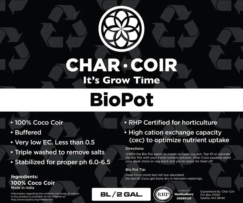 Char Coir Bio-Pot 8L - 4 Gallon 1