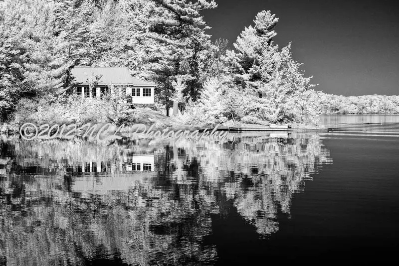 Cottage Reflection - Framed Infrared Print 1