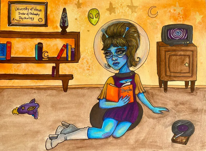 Dr. Alien’S Day Off - Original Painting By Kyla Mayne 1