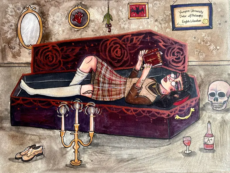 Dr. Vampire’S Night Off - Original Painting By Kyla Mayne 1
