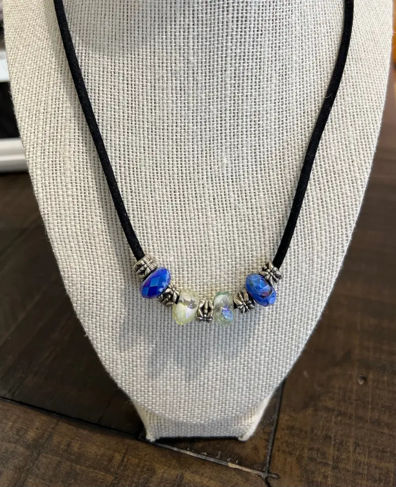 Fine Silver And Czech Crystals Necklace - By Leslie Welfare 1