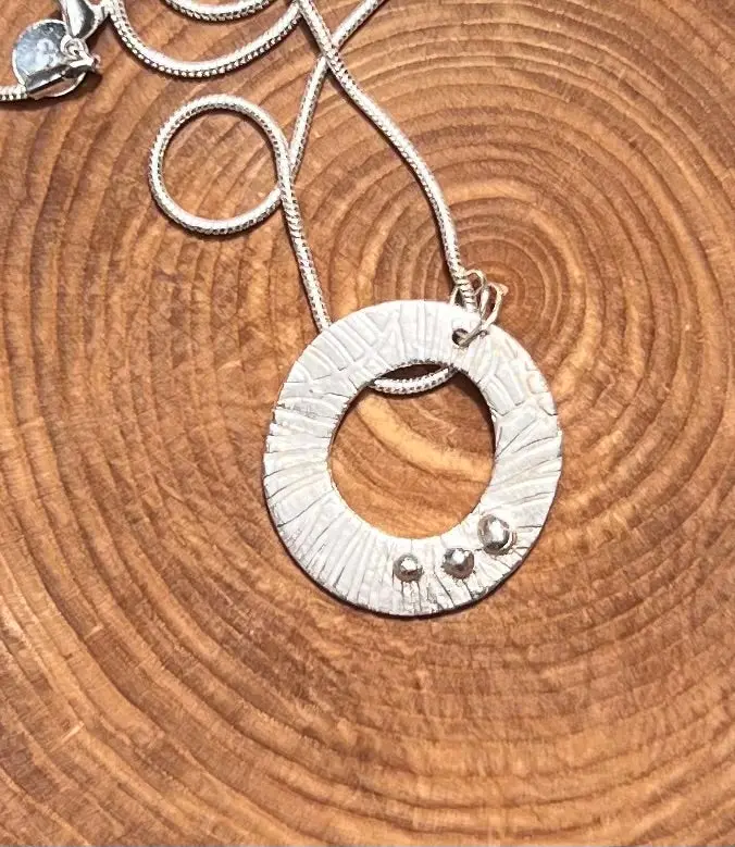 Fine Silver Circle With Fine Silver Beads - By Leslie Welfare 1