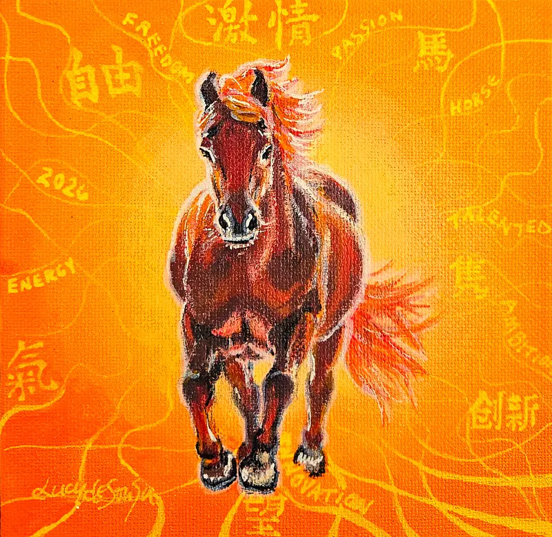 Fire Horse Original Painting By Lucy De Sousa 1
