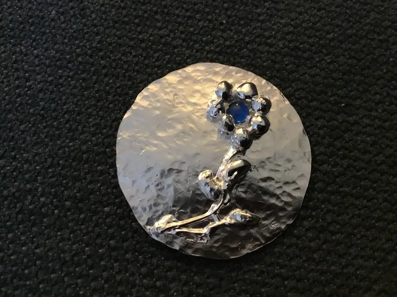 Forget Me Not Fine Silver Flower Pendent - By Leslie Welfare 1
