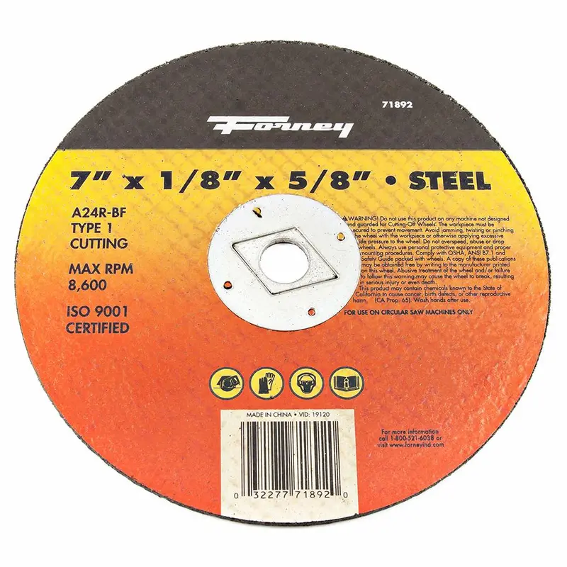 Forney 71892 Cut-Off Wheel, Metal, Type 1, 7" X 1/8" X 5/8" 1