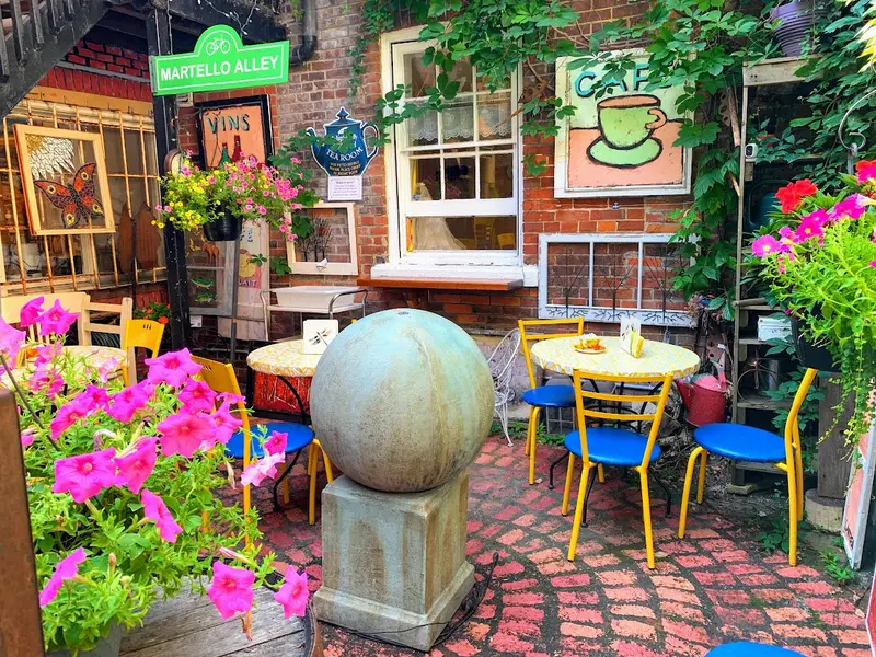 Fountain In Martello Alley Courtyard Postcard By David Dossett 1