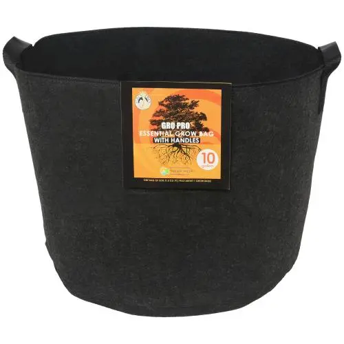 Gro Pro Essential Round Fabric Pot W/ Handles 10 Gallon - Black (60/Cs) 1