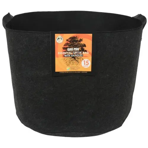 Gro Pro Essential Round Fabric Pot W/ Handles 15 Gallon - Black (48/Cs) 1