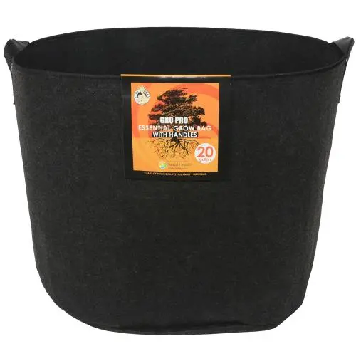 Gro Pro Essential Round Fabric Pot W/ Handles 20 Gallon - Black (42/Cs) 1