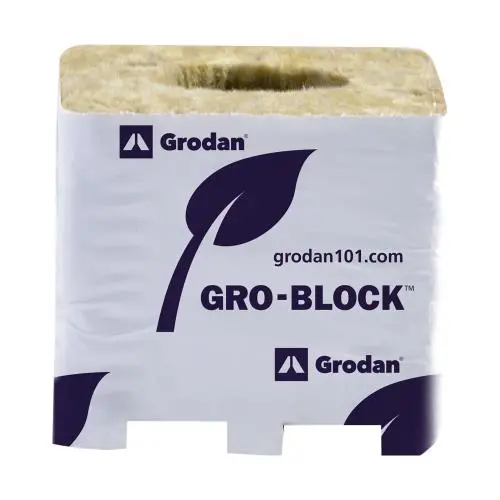 Grodan Improved 4 Block, 3Inches X 3Inches X 2.5Inches With Hole, Shrink Wrapped, On Strip, Case Of 384 1