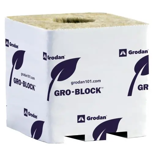 Grodan Pro Improved 4 Block, 3Inches X 3Inches X 2.5Inches With Hole, On Strip, Case Of 384, Commercial 1