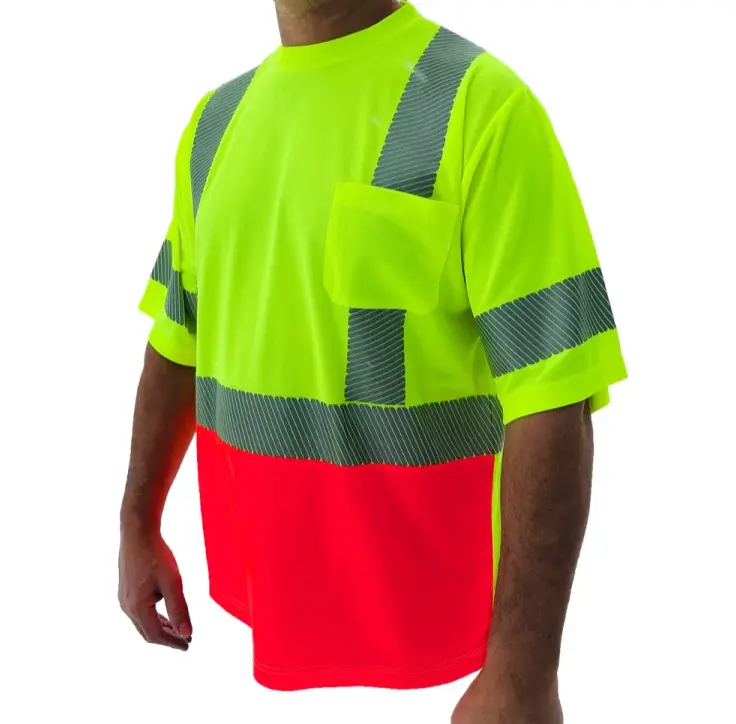 Hi-Vis Class 3 Red Bottom Short Sleeve Safety Shirt 1