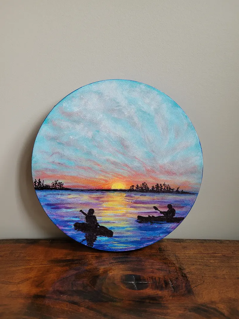 Kayaking At Sunset, Original Artwork By Lucy De Sousa 1