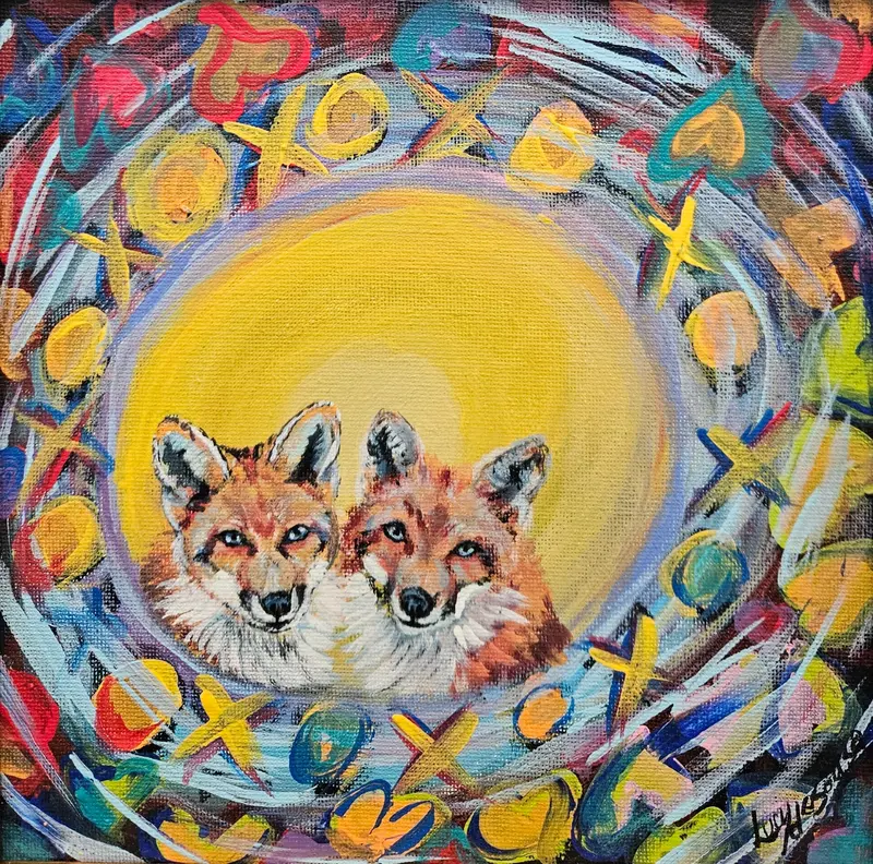 Love Foxes, Original Painting By Lucy De Sousa 1