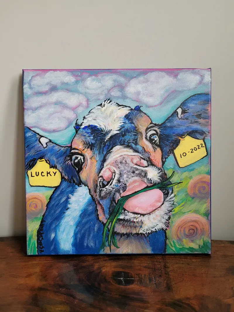Lucky, The Blue Cow - Original By Lucy De Sousa 1
