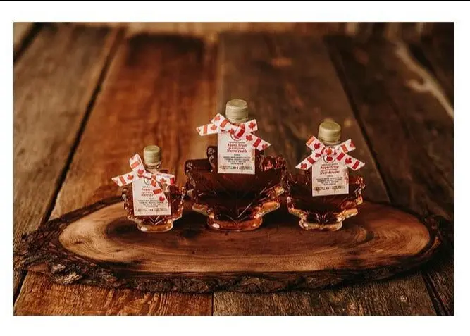 Maple Syrup In Decorative Glass Leaf Bottle By Voisin's Maple Products 1