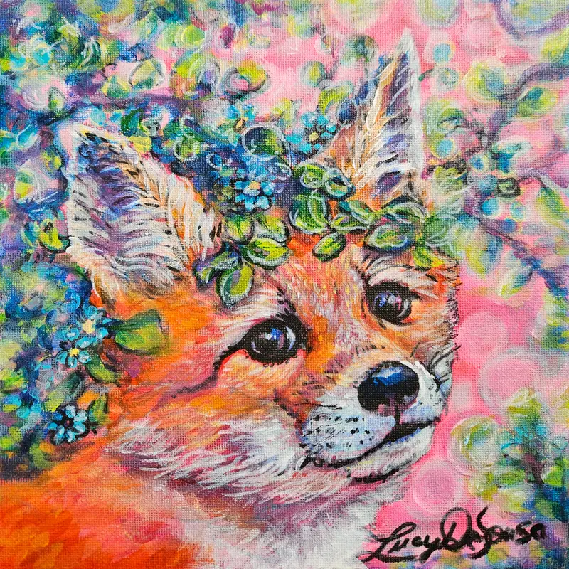 Marigold, Baby Fox Original Painting By Lucy De Sousa 1