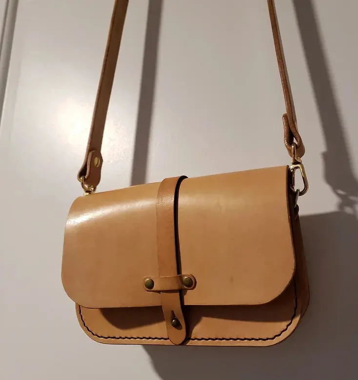 Natural Tan Leather Shoulder Bag By David Yi 1