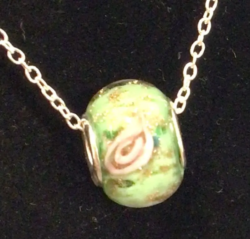 Necklace Lampwork Glass On Silver Plated Chain By Rebecca Coutlee 1