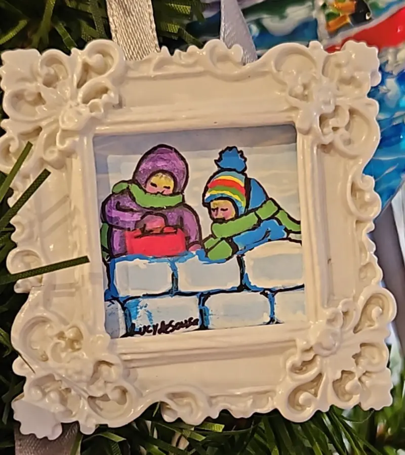 Ornaments, Framed Mini Painting Original By Lucy De Sousa 1