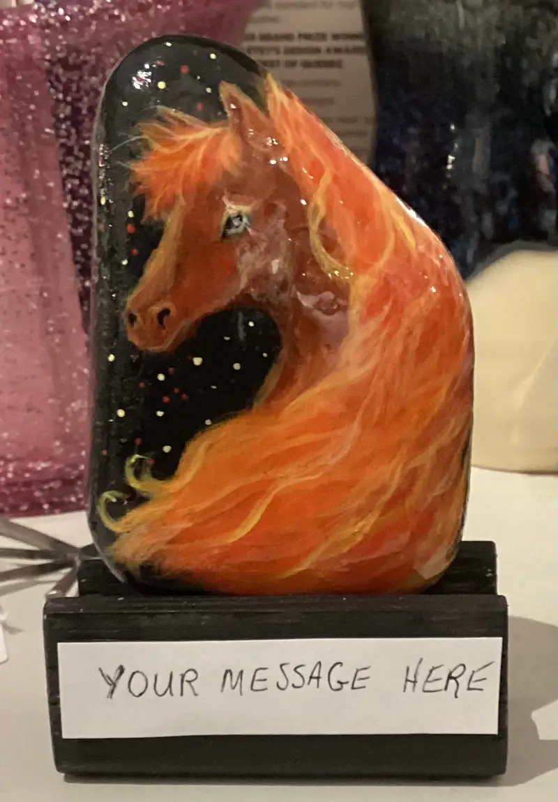 Painted Rock - Fire Horse Head 1