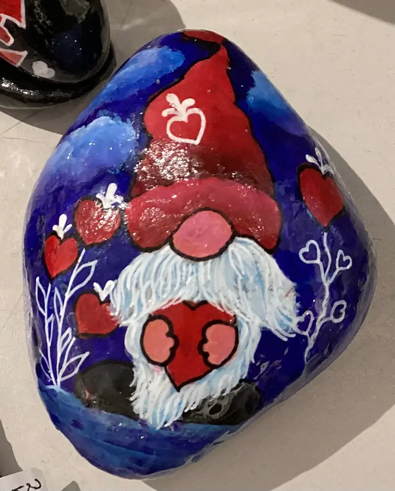 Painted Rock - Valentine Gnome 1