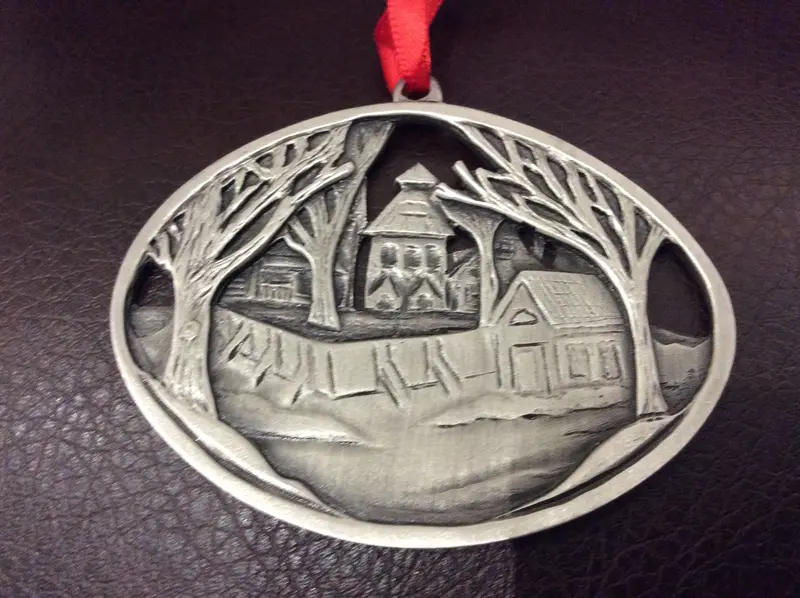 Pewter Christmas Ornament - Christmas Eve At The Victoria Park Rink By Cindy Johnson 1