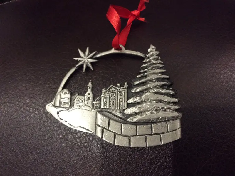 Pewter Christmas Ornament - Peace In The Square By Cindy Johnson 1