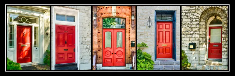 Poster With Frame - Red Doors Of Kingston 36 X 12 Inches 1