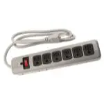 Power All Indoor Metal Surge Strip 6 Outlet 125 Volt 4 Ft Cord 1