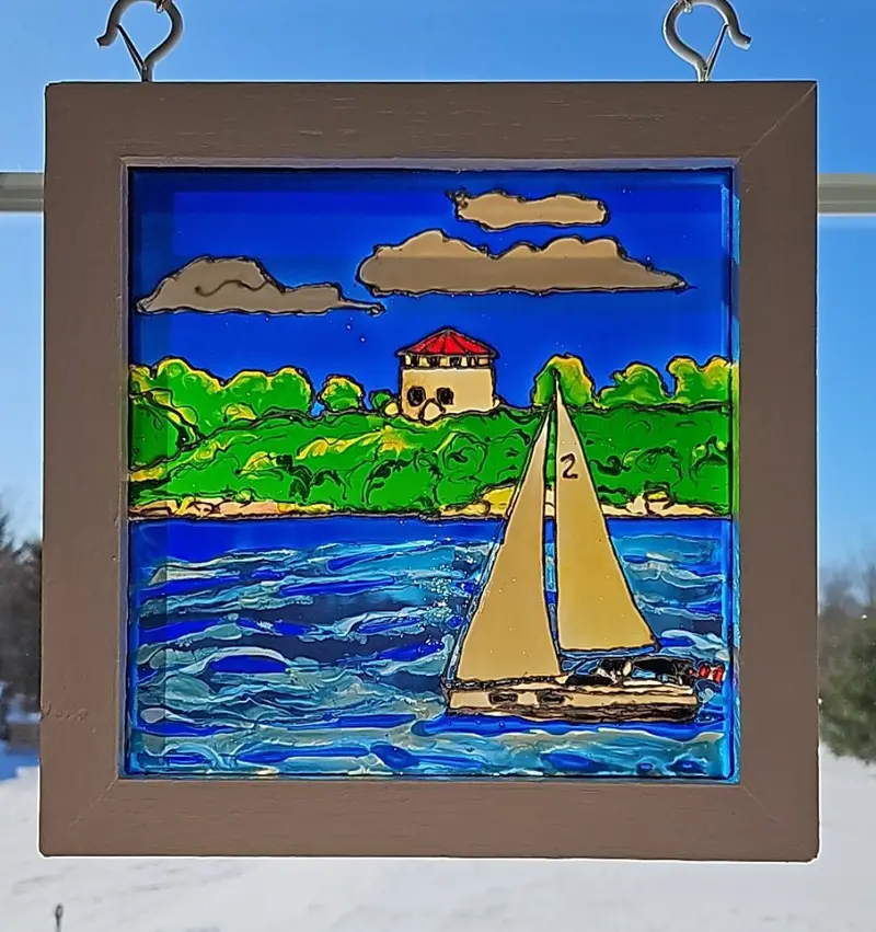 Sailing Suncatcher Original Art By Lucy De Sousa 1
