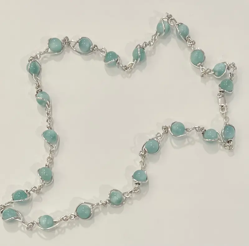 Silver And Angelite Beaded Necklace 1