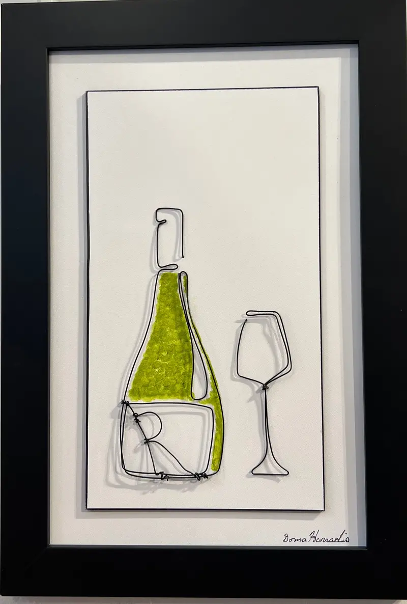 Some Wine While We Wait?- Original Whimsical Wire Art By Donna Harradine 1