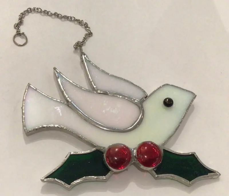 Stained Glass Dove And Holly By Howard Sandles 1