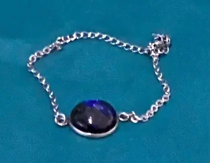 Sterling Silver Bracelet With Dichroic Glass - By Leslie Welfare 1