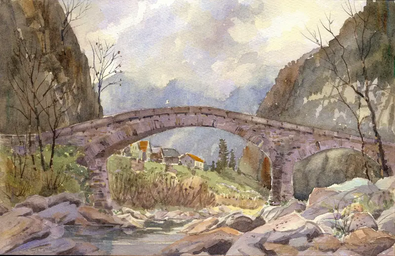 The Bigmasco Roman Bridge - Original By David Gilmore - 78 1
