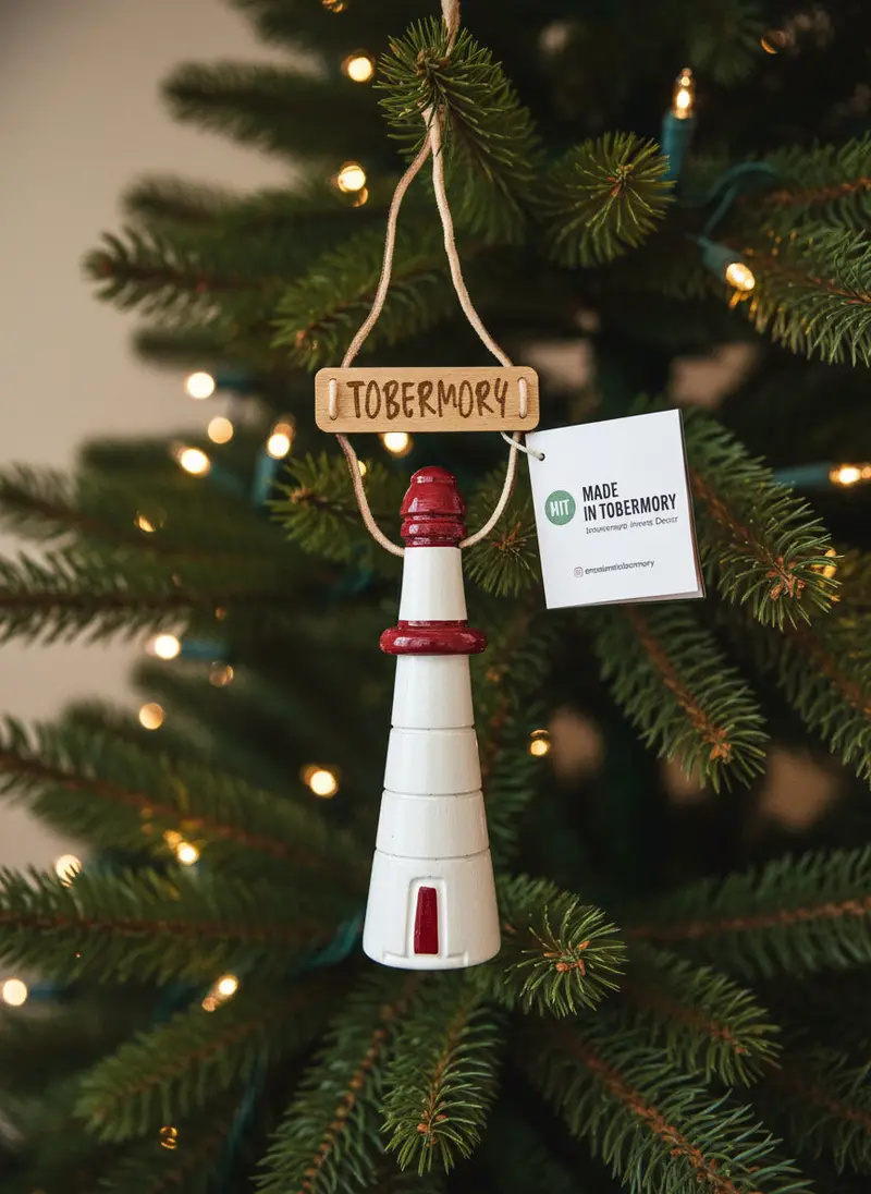Tobermory Cove Island Lighthouse Tree Ornament 1