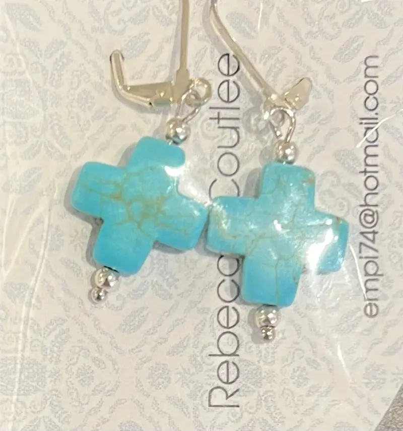 Turquoise Cross Earrings By Rebecca Coutlee 1