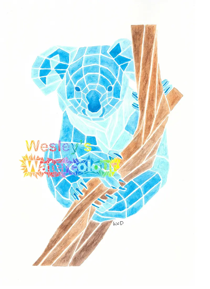 Watercolour Postcard Of Blue Koala 1
