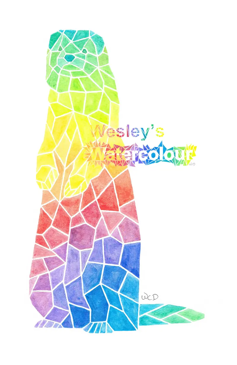 Watercolour Postcard Of Rainbow Ferret 1