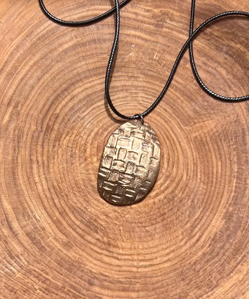 Woven Shield Of Bronze Pendant - By Leslie Welfare 1
