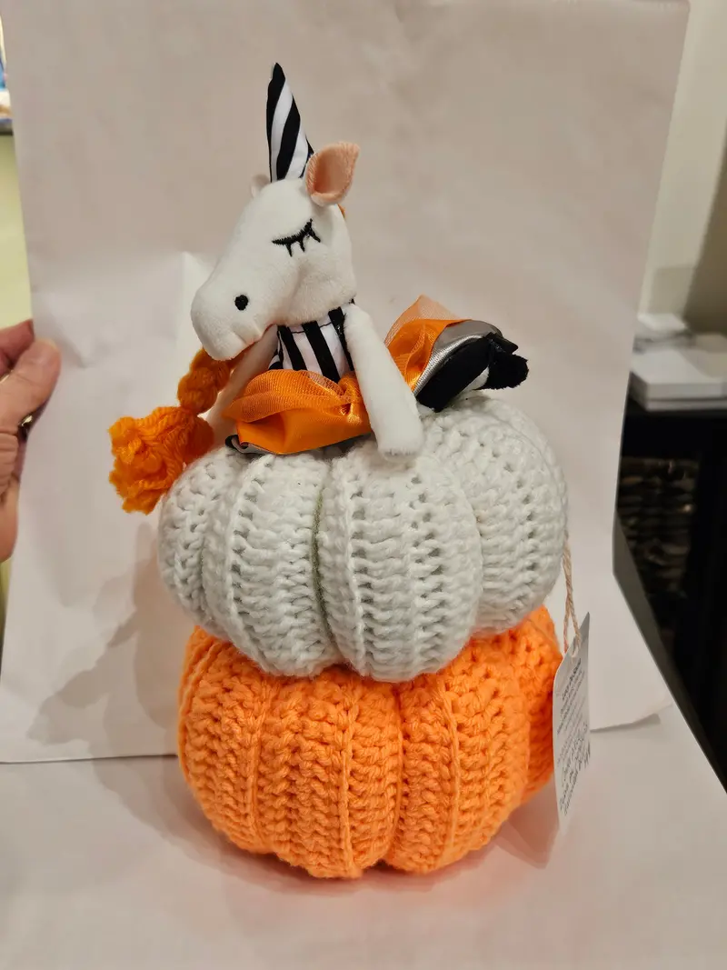 Zebra On Pumpkins Centerpiece Crocheted By Lucy De Sousa 1